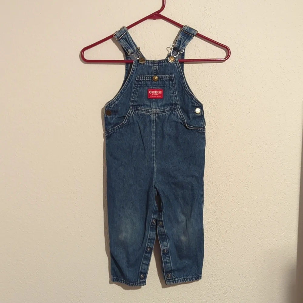 OshKosh B’Gosh Overalls Kids Blue Jean Denim Size 3T Made in USA Vintage